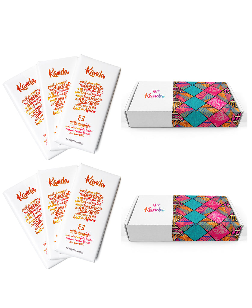 Milk Chocolate + 6 Bars + 2 African Print Boxes