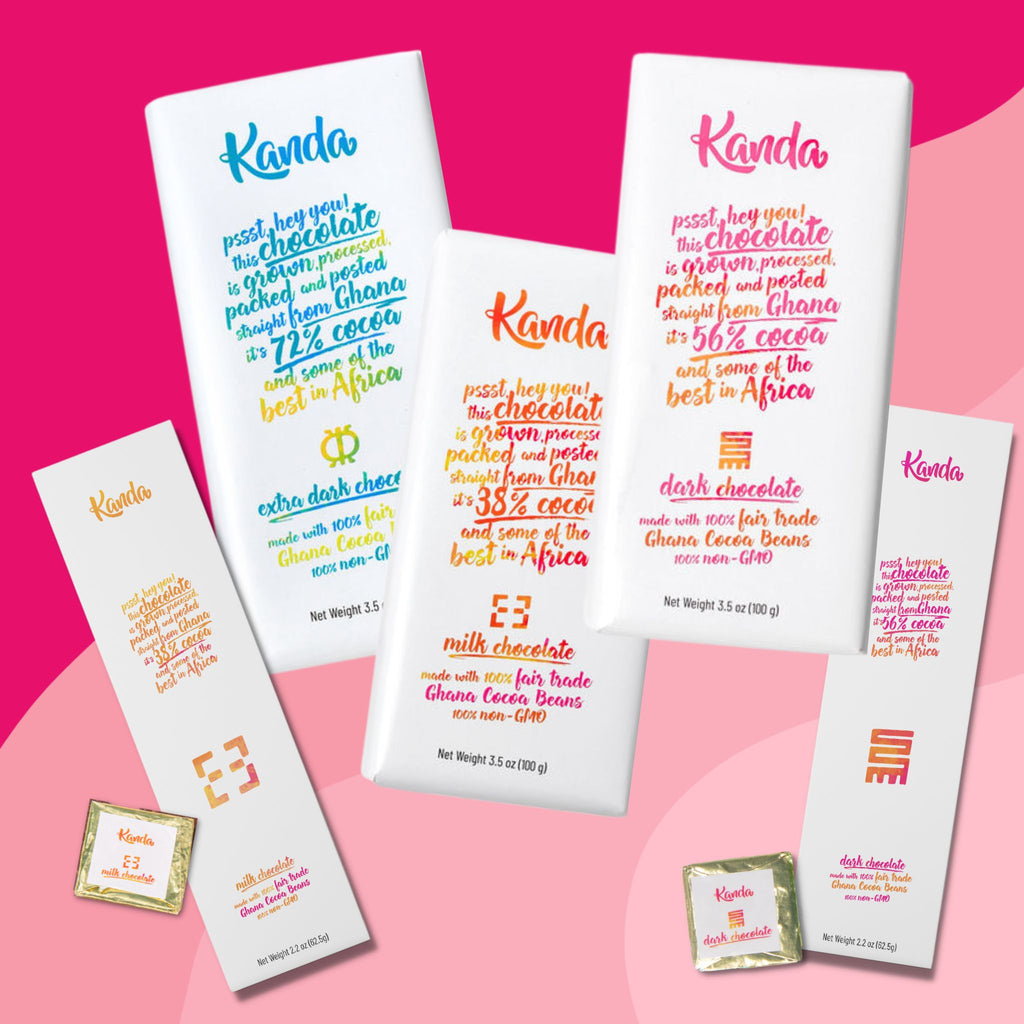 Kanda 56% Ghana Cocoa Dark Salted Almond Chocolate Bar of 100g [2 Trio Packs]